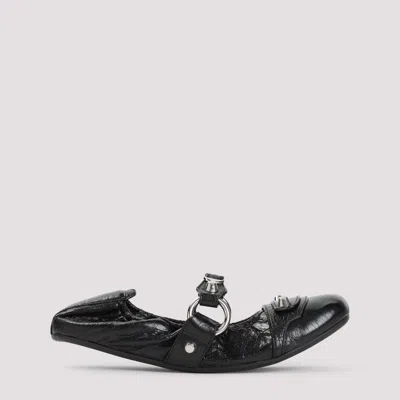 Balenciaga City Nappa Leather Ballet Flats In Black