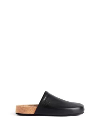 Balenciaga Men Leather Mules With Cork Insole In Black