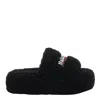 Balenciaga Furry Platform Sliders In Black