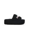 Balenciaga Furry Platform Sliders In Black