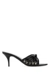 Balenciaga Black Lamb Leather Stiletto Heel Sandals In Blacksilver