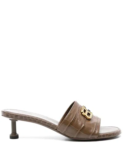 Balenciaga 50mm Groupie Mules In Brown