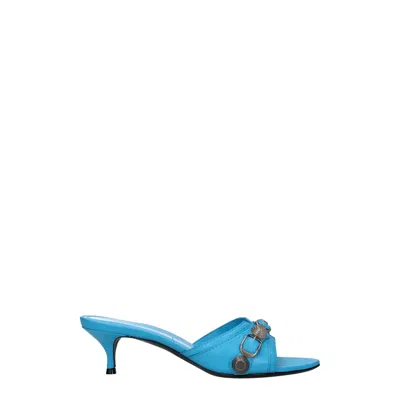 Balenciaga Sandals Cagole Woman Leather Blue/cyan
