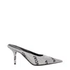 Balenciaga Embellished Suede Square Knife Mules In Metallic