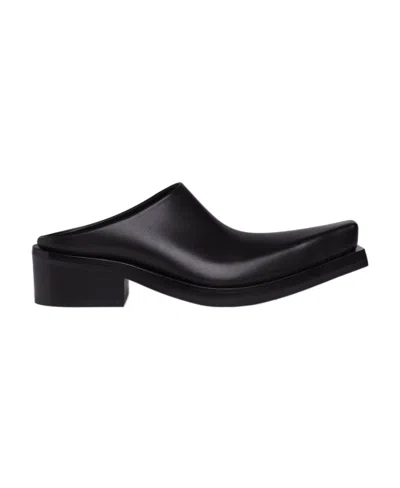 Balenciaga Santiago Leather Mules In Black