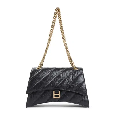 Balenciaga Medium Crush Chain Shoulder Bag In Black