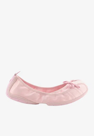 Balenciaga Satin Ballerina Shoes In Pink