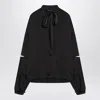 Balenciaga Black Satin Blouse With Bow Women