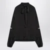 Balenciaga Black Satin Blouse With Bow Women In Black