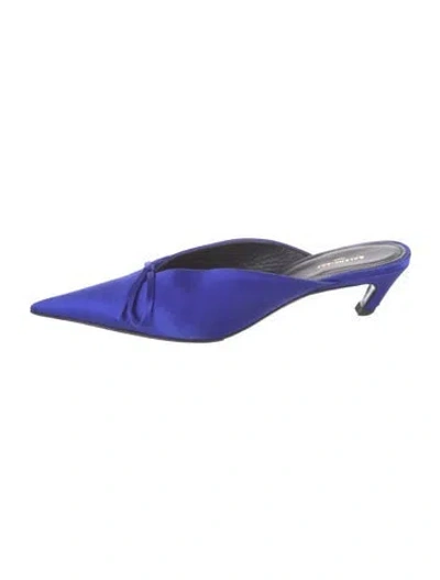 Pre-owned Balenciaga Satin Bow Accents Mules In Blue