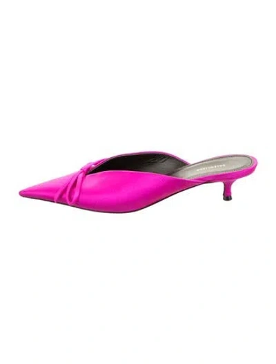 Pre-owned Balenciaga Satin Bow Accents Mules In Pink