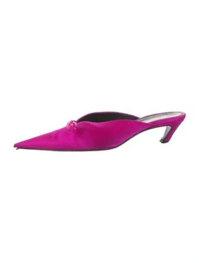 Pre-owned Balenciaga Satin Bow Accents Mules In Purple