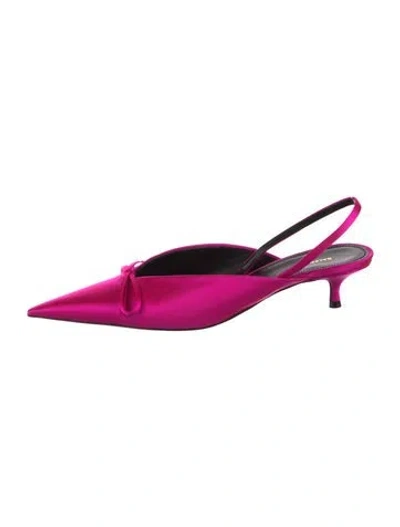 Pre-owned Balenciaga Satin Bow Accents Slingback Flats In Pink