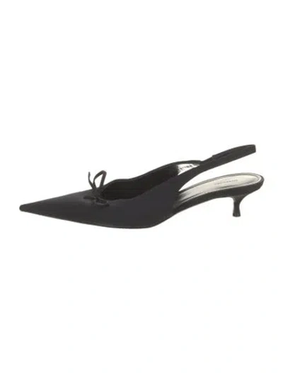 Pre-owned Balenciaga Satin Bow Accents Slingback Pumps In Black