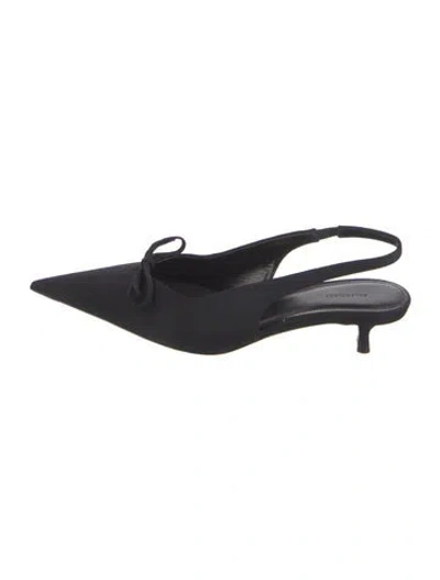 Pre-owned Balenciaga Satin Bow Accents Slingback Pumps In Black