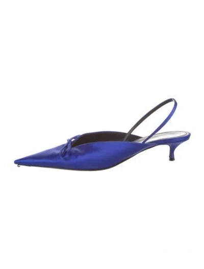 Pre-owned Balenciaga Satin Bow Accents Slingback Pumps In Blue