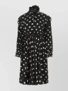 Balenciaga Black Ruffle Spot Print Midi Dress In Black