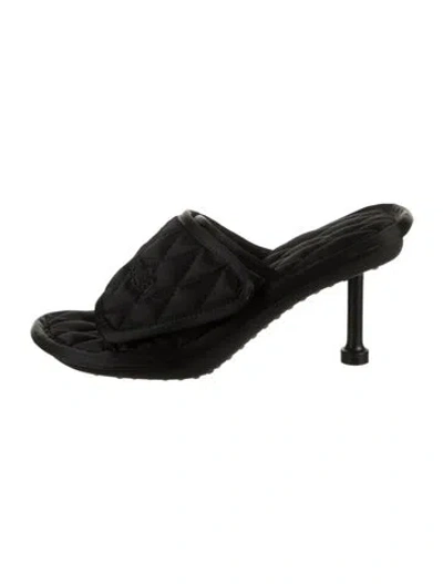 Pre-owned Balenciaga Satin Embroidered Accent Mules In Black