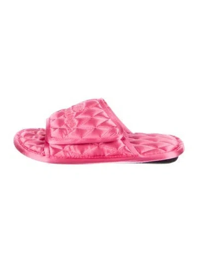 Pre-owned Balenciaga Satin Embroidered Accent Slides In Pink