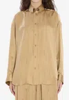 Balenciaga Satin Long-sleeved Striped Shirt In Brown