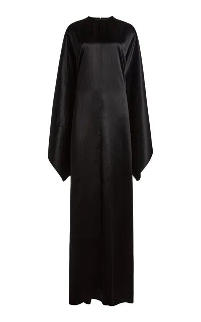 Balenciaga Satin Maxi Caftan Dress In Black