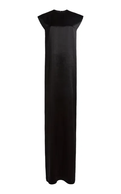 Balenciaga Satin Maxi Dress In Black