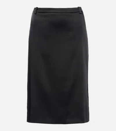 Balenciaga Satin Midi Skirt In Black