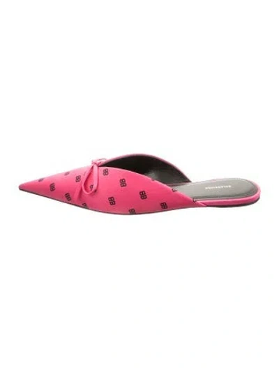 Pre-owned Balenciaga Satin Printed Mules In Pink