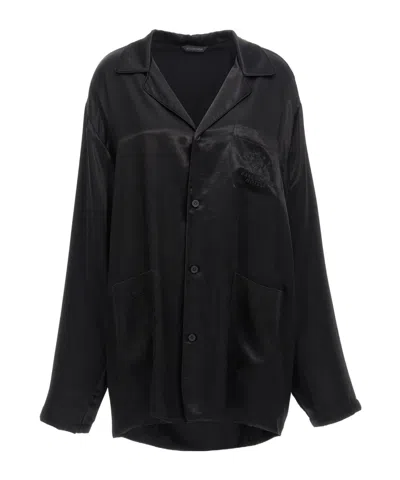 Balenciaga Satin Shirt In Black