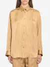 Balenciaga Satin Long-sleeved Striped Shirt In Sand
