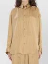 Balenciaga Satin Long-sleeved Striped Shirt In Brown
