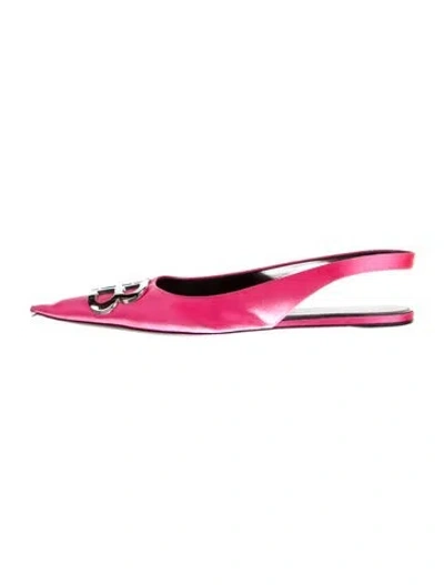 Pre-owned Balenciaga Satin Slingback Flats In Pink