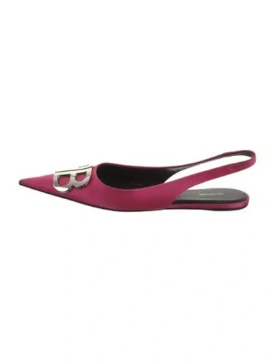 Pre-owned Balenciaga Satin Slingback Flats In Pink