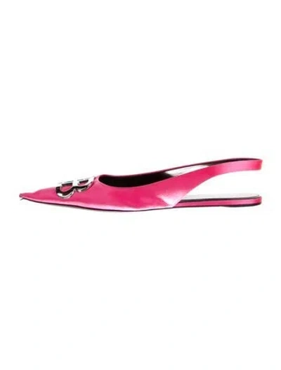 Pre-owned Balenciaga Satin Slingback Flats In Pink