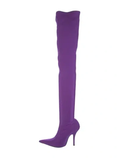 Pre-owned Balenciaga Satin Sock Boots In Purple