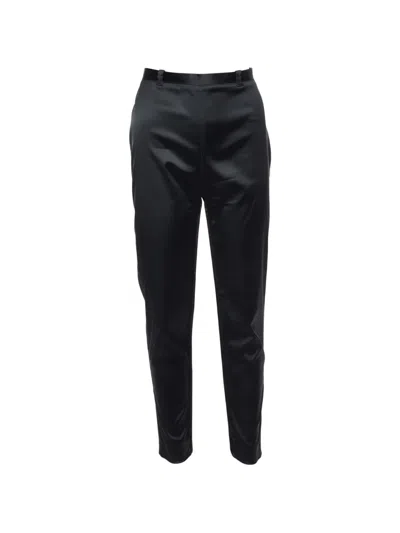 Pre-owned Balenciaga Satin-finish Slim-fit Trousers In Black