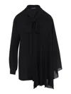 Balenciaga Black Georgette Scarf Blouse In Black
