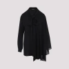 Balenciaga Asymmetric Black Silk Blouse With Scarf Women In Black