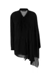 Balenciaga Asymmetric Black Silk Blouse With Scarf Women In Black