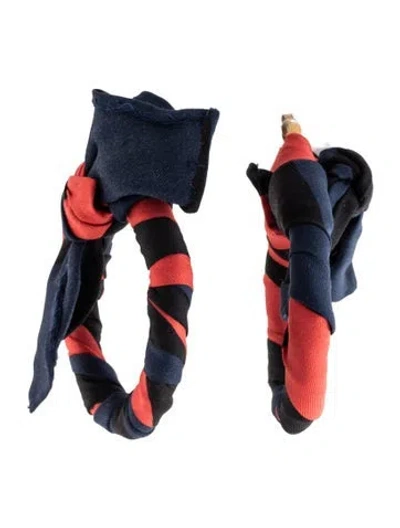 Pre-owned Balenciaga Scarf Hoop Earrings In Black/blue/red