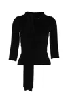 Balenciaga Scarf Turtleneck Terry-cloth Blouse In Black