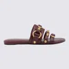 Balenciaga Grape Leather City Slippers In Burgundy
