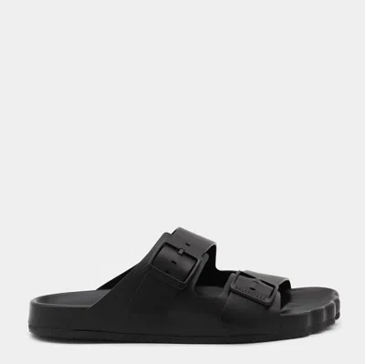 Balenciaga Double Buckled Slippers In Black