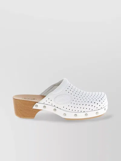 Balenciaga Scholl X 'clog' Perforated Rivet Wooden Mules In White