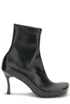 Balenciaga 75mm Leather Square-toe Boots In Black