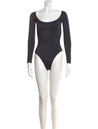 Pre-owned Balenciaga Scoop Neck Long Sleeve Bodysuit In Black