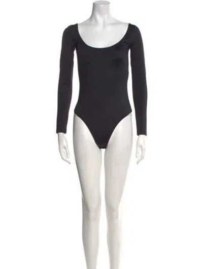 Pre-owned Balenciaga Scoop Neck Long Sleeve Bodysuit In Black