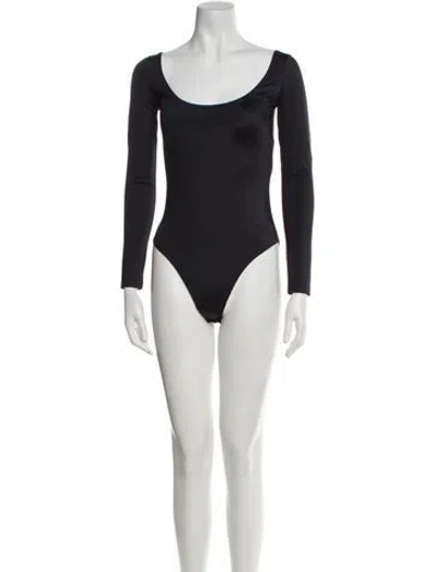Pre-owned Balenciaga Scoop Neck Long Sleeve Bodysuit In Black