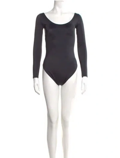 Pre-owned Balenciaga Scoop Neck Long Sleeve Bodysuit In Black