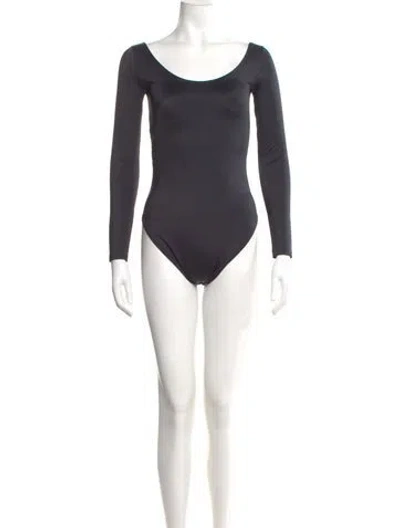 Pre-owned Balenciaga Scoop Neck Long Sleeve Bodysuit In Black
